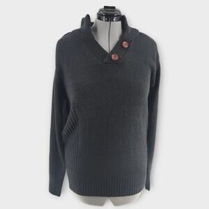 True Rock Knitted Sweater Men's XL Black Mock Neck Preppy Ribbed Stretch Holiday